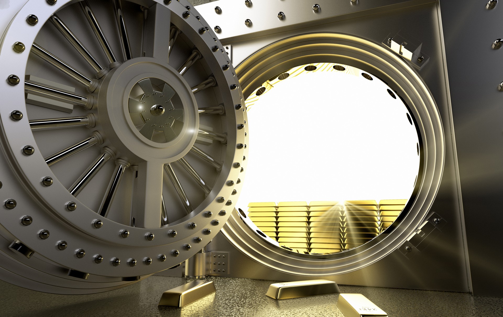 bank Vault with gold bars inside